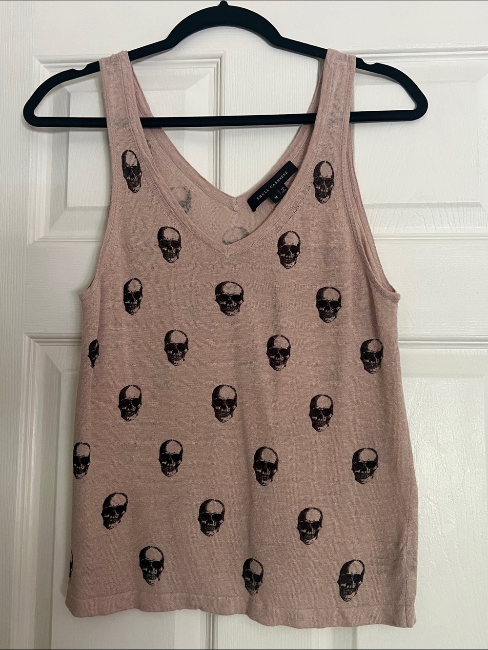 Skull Cashmere Blush Pink Skull-Print V-Neck Tank
